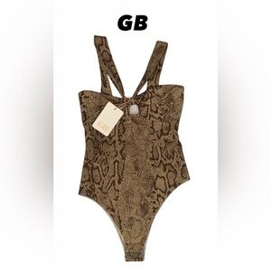 Gianni Bini GB Snakeskin Print Bodysuit Size XS